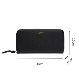 Serene Schwarze vegane Geldbörse mit umlaufendem Reißverschluss