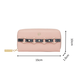 Ellen Pink Vegane Geldbörse mit umlaufendem Reißverschluss