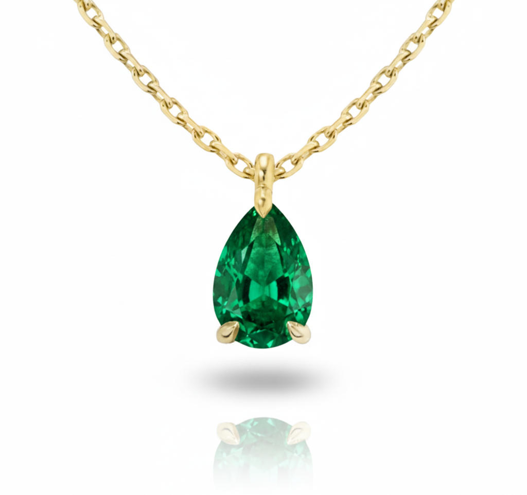 Eclisse Pear Emerald Pendant Necklace