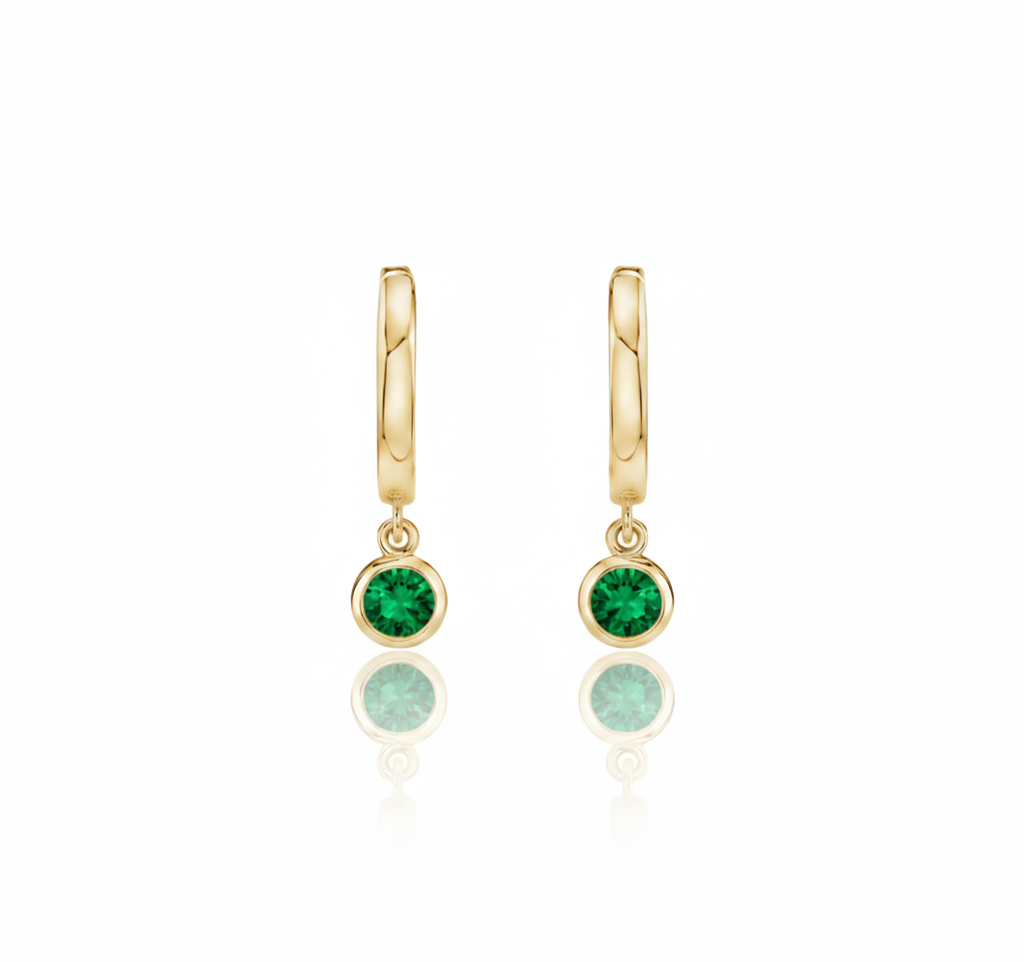 Luna Drop Emerald Hoops