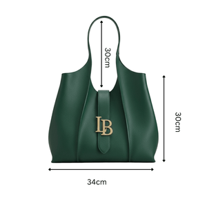 Vegan sustainable green leather shoulder bag measurements
