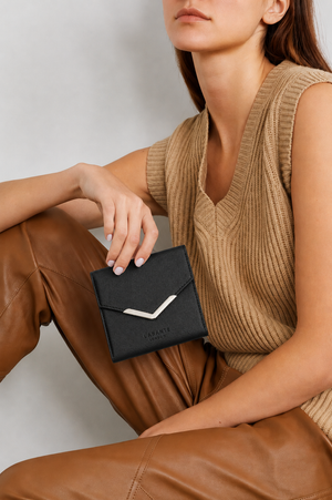 Diana Black Small Vegan Bifold Purse