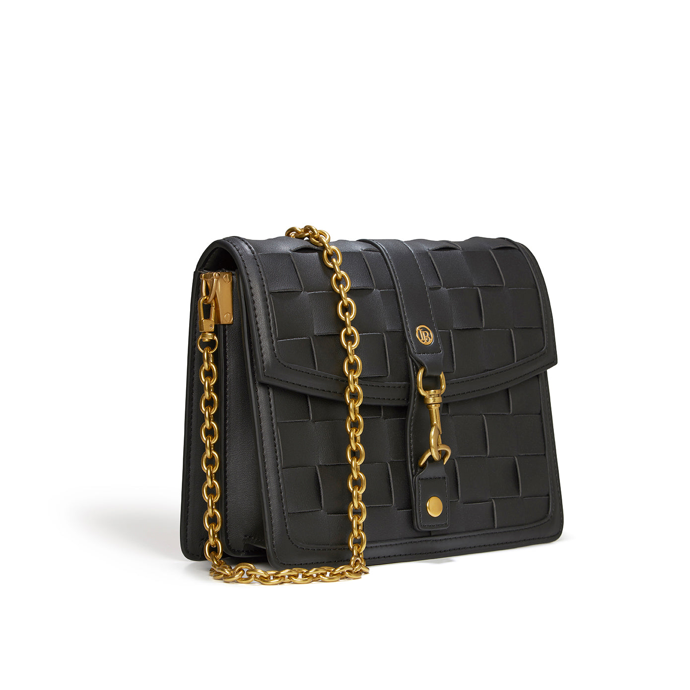 Daisy Black Crossbody Weave bag with 2 straps Vegan and Faux leather