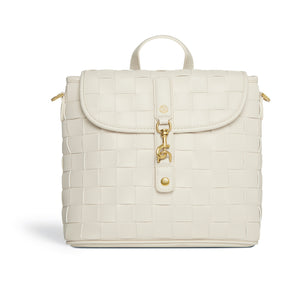 Sustainable, cruelty free, vegan white backpack LaBante London Bags