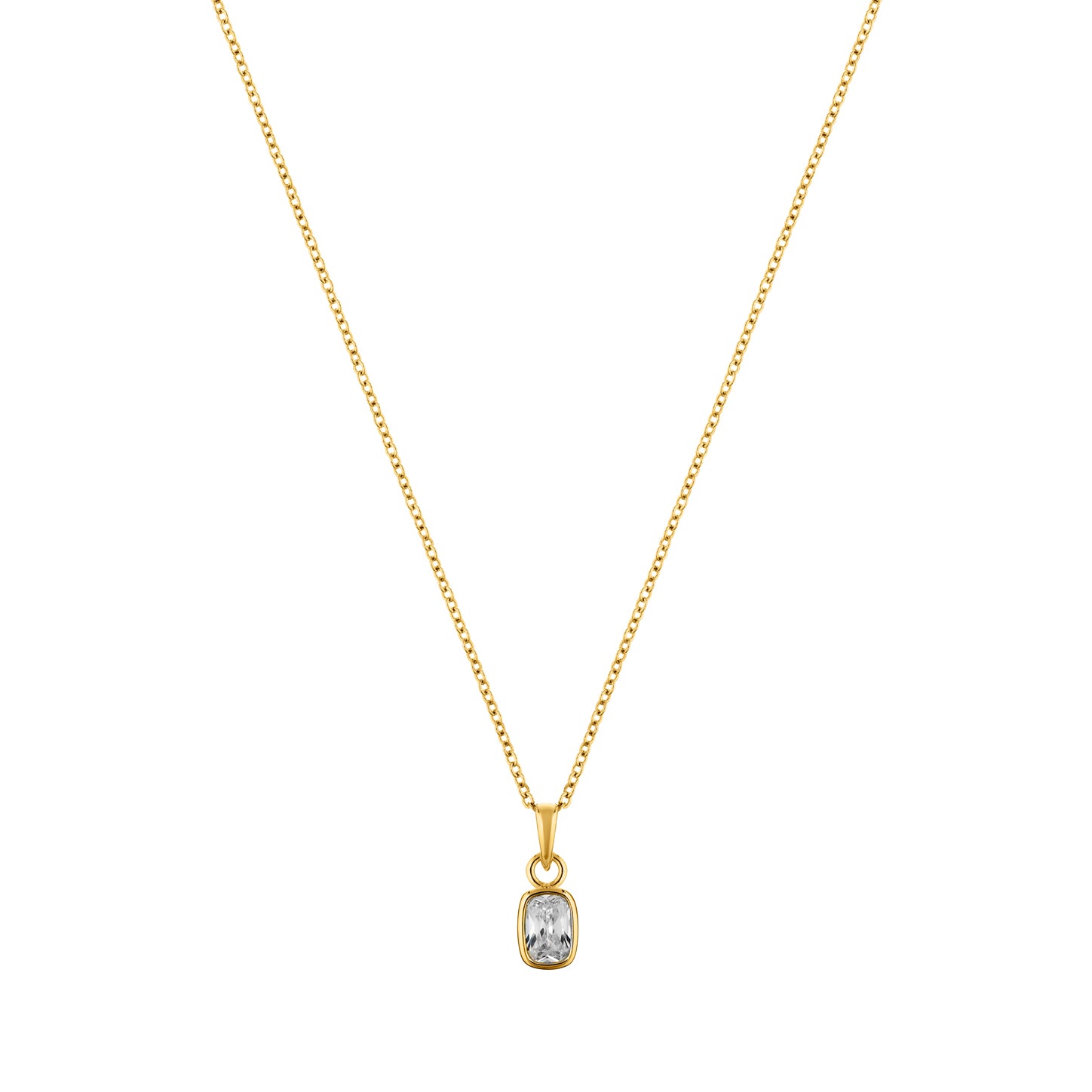 LaBante London Ethically & Sustainably Made Moissanite Oval Enigma Gold Plated Sterling Silver Necklace