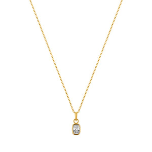 LaBante London Ethically & Sustainably Made Moissanite Oval Enigma Gold Plated Sterling Silver Necklace