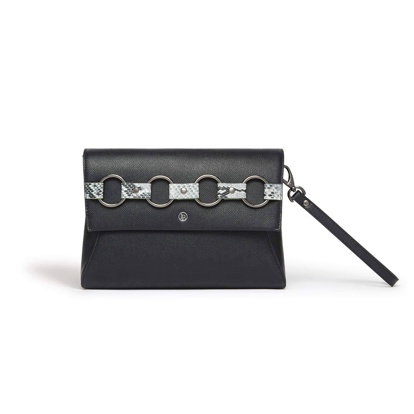 LaBante London Cruelty Free & Sustainable Alder Black Chained Wristlet Vegan Clutch and Cross Body bag 