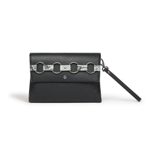 LaBante London Cruelty Free & Sustainable Alder Black Chained Wristlet Vegan Clutch and Cross Body bag 