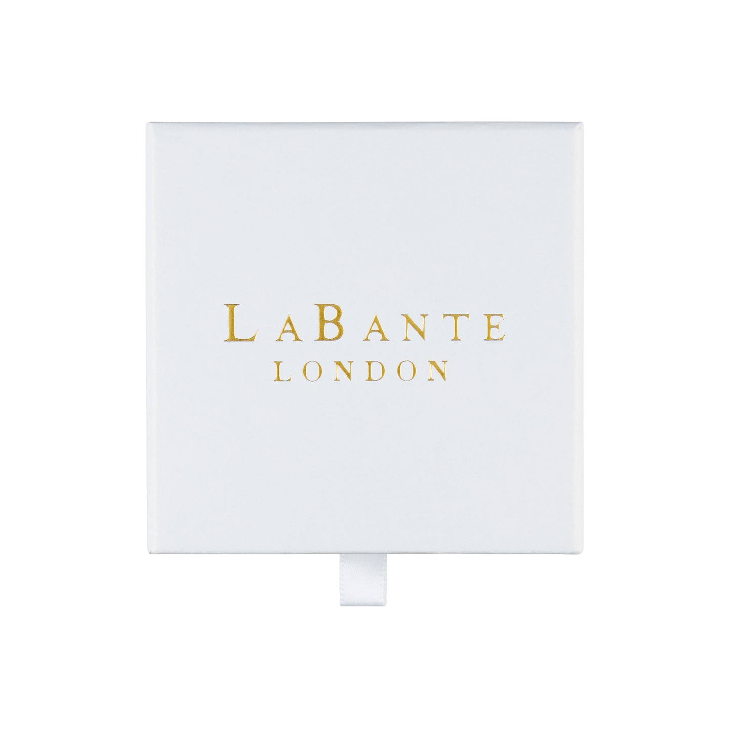 LaBante London Ethically & Sustainably Made Moissanite Infinity Gold Plated Sterling Silver Necklace packing box