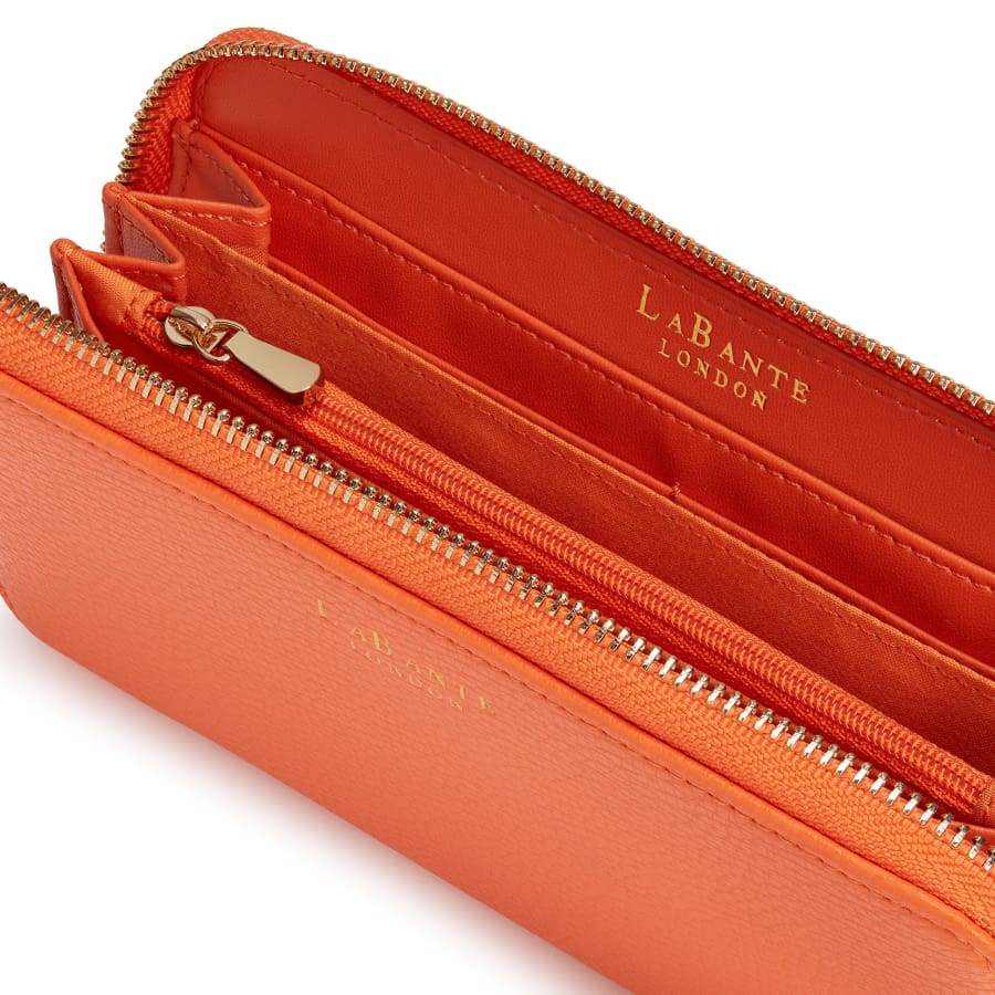 LaBante London Cruelty Free & Sustainable Serene Vegan Orange Sleek Wallet with Zipper