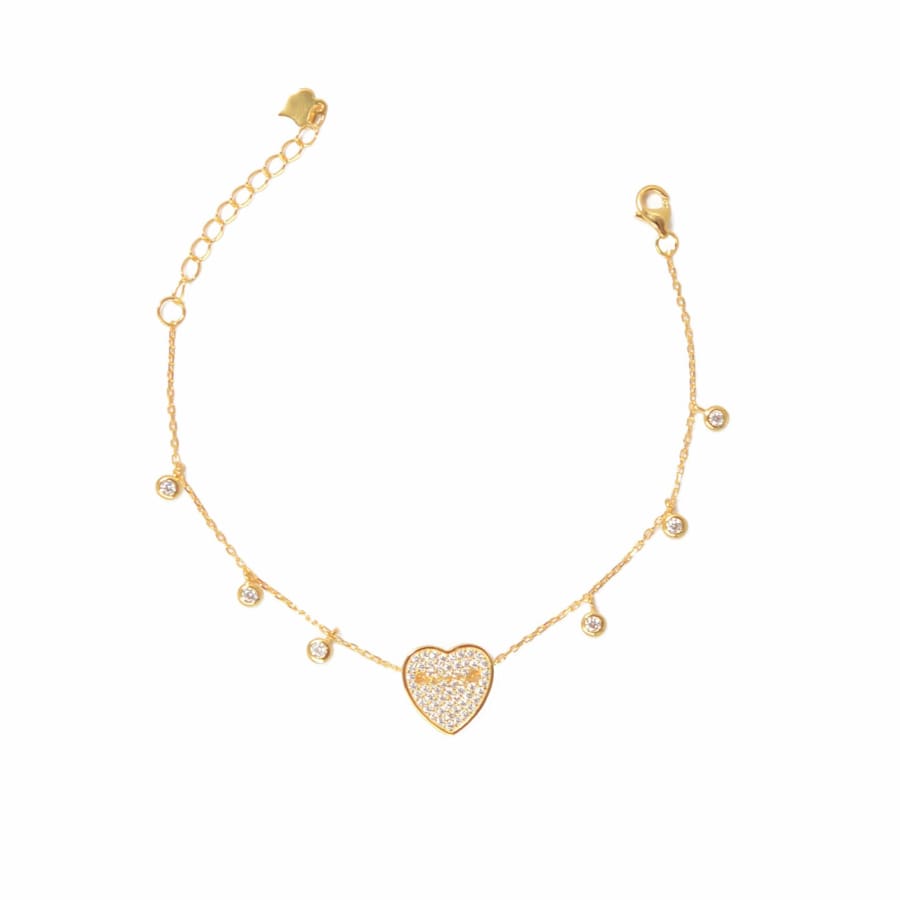 LaBante London London Ethically & Sustainably Made Sterling Silver Gold Heart Bracelet with Jewel Accents